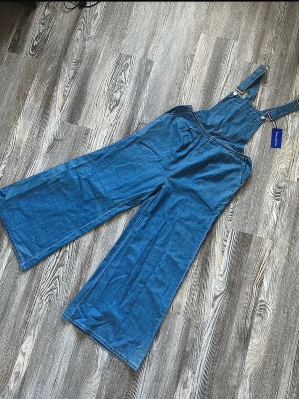 Chou Yatou Wide Leg Denim Bib Overalls Jumpsuit NWT Size S